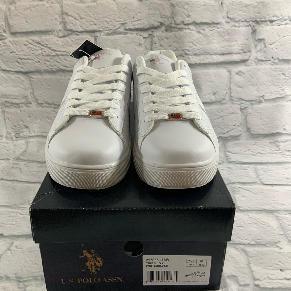 U.S Polo Assn Men’s Tris Lo X White and silver 8.5